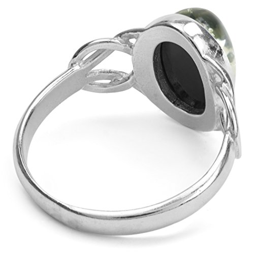 Green Amber Sterling Silver Oval Celtic Ring2