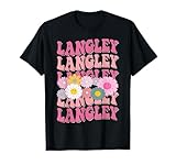 Girl Retro Langley First Name Personalized Groovy 80's T-Shirt