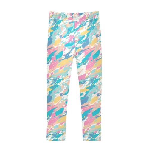 KLL Camouflage Pattern Trendy Style Little Girls Basic Leggings Soft Full Length Pants Running