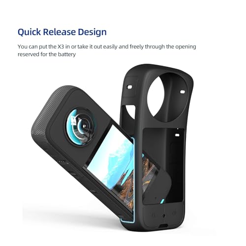 Funda protectora para cámara Insta360 X3, silicona negra miniatura 3