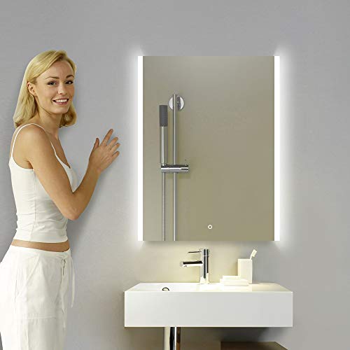 S'bagno 600 x 800 mm Illuminated LED Bathroom Mirror, with built-in Bluetooth Speaker, Dimming Function, Demister pad and Touch Sensor Switch