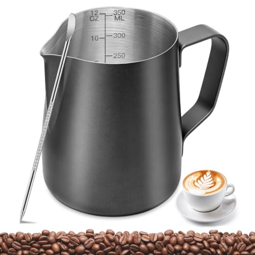 PLACHIDAY Milk Frothing Pitcher 350ml/12oz, Stainless Steel 