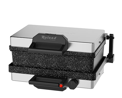 Roland Germany Multigrill, 2000W Elektro-Kontaktgrill, Schwarz, 340x220mm Grillplatten, 5-Stufen Temperaturregelung, für Lahmacun, Fleisch, Toast und Gemüse (1, 4 in 1) 6