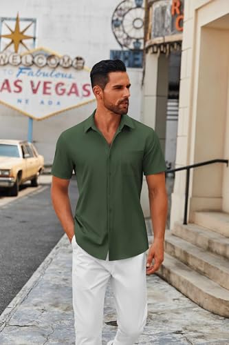 COOFANDY Mens Short Sleeve Button Down Shirts Casual Dress Shirts for Men Summer Untucked Shirts with Pocket2