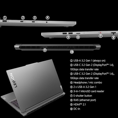Image of Lenovo Legion Pro 5i Gaming Laptop - Intel 24-core i9-14900HX | 16 inch IPS WQXGA 165Hz Display | GeForce RTX 4060 | 64 GB DDR5, 1 TB SSD | Backlit KB | Win 11 Pro | w /MS Office Lifetime, Free DVD Drive