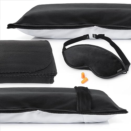 Lewis N. Clark B559T Ultimate Comfort Set + Portable Travel Kit For Airplane, Includes Inflatable Pillow + Zippered Carrying Case, Cozy Fleece Blanket, Eye Mask thumb #1