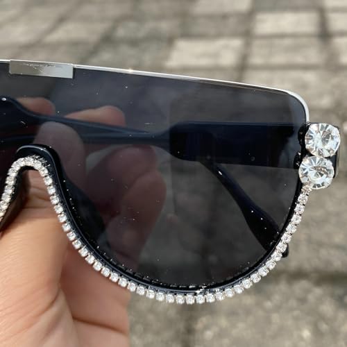 Image of Oversized Sunglasses Women Men Luxury Big Frame Mask Glasses Goggle Flat Top Clear Eye Protection Glasses Shade UV400