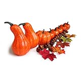 3 Arten von Kürbissen - insgesamt 8 Stück Kürbis, 100 Stück Ahornblätter und 20 Stück künstliche braune Eichel