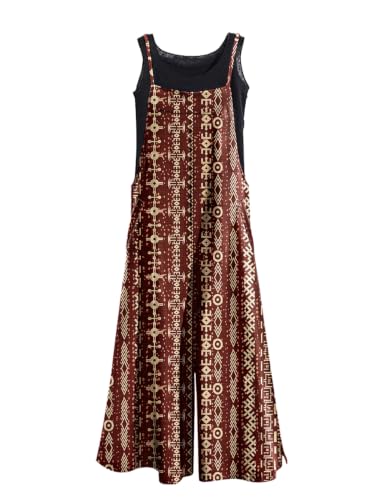 Image of YESNO Women Casual Loose Long Bib Pants Wide Leg Jumpsuits Baggy Cotton Rompers Overalls with Pockets PZZTYP2