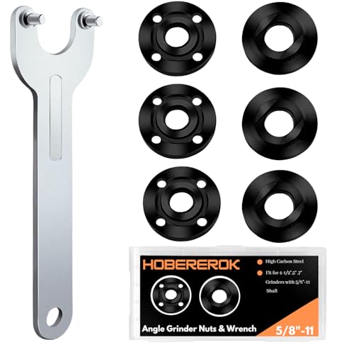 HOBEREROK 7PCS Angle Grinder Nut & Wrench Kit – 5/8-11 Thread Compatible with Dewalt, Milwaukee, Makita...