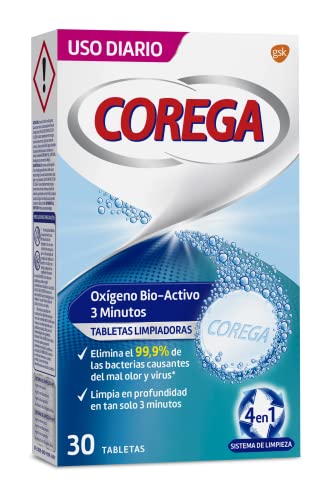 Corega Oxígeno Bio-Activo, Tabletas Limpiadoras Para Prótesis Dentales, Limpieza en Profundidad en...