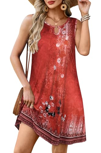 Image of Summer Dresses for Women 2026 Casual Sleeveless Sundress Floral Loose Fit Beach Cover Up with Pocket