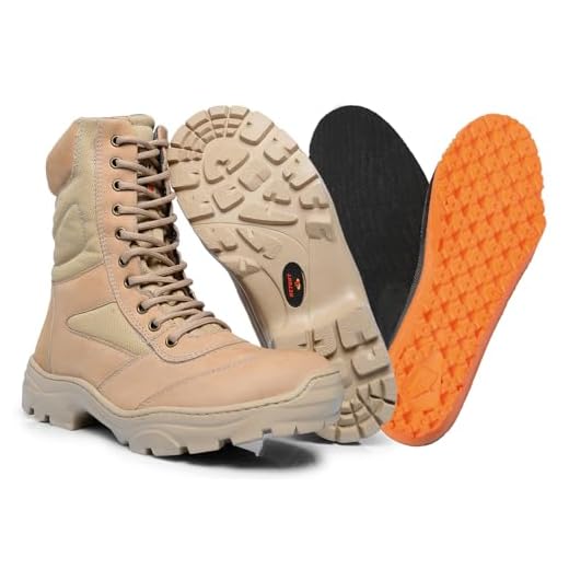 Coturno Masculino Estilo Militar Cano Alto em Couro Legítimo Reforçado 1000 (41, Bege)