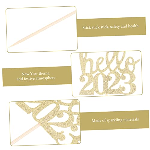 Amosfun 120 Unidades Olá 2023 Inserção De Bolo De Festa Decoração De Bolo De Ano Novo Feliz Ano Novo