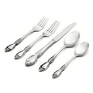 Oneida Louisiana 45 Piece Fine Flatware Set 18/10 Stainless Steel, Service for 8, Silver