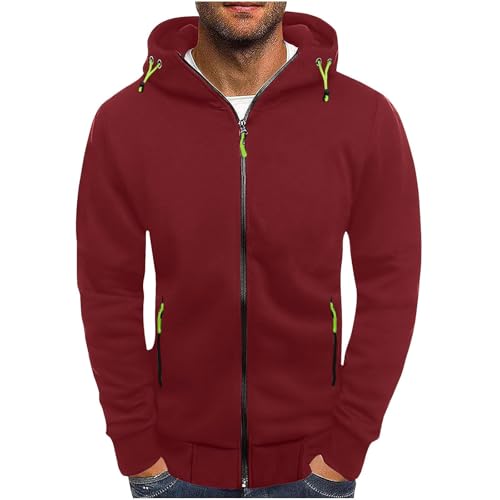 Hoodie For Men Full Zip Up Sweatshirts Long Sleeve Oversized Pullovers With Zipper Pockets Casual Fall Winter Coat
