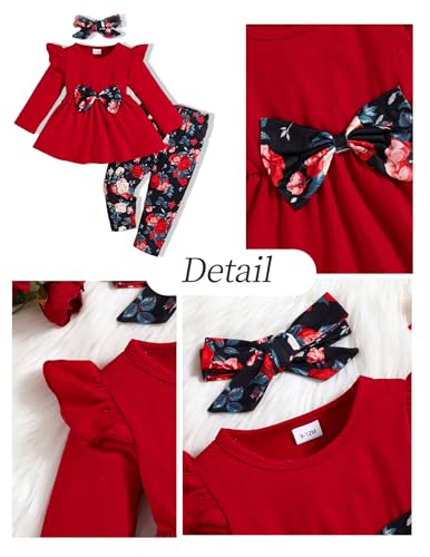 Image of Doresbebe Baby Girl Clothes Toddler Girl Outfits Infant Girl Summer Clothes for Girl Ruffle Shirt Pants+Cute Headband 3PCS