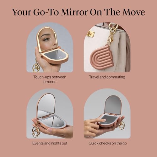 Kitsch Compact Mirror Cute Keychain - Terracotta - image 7