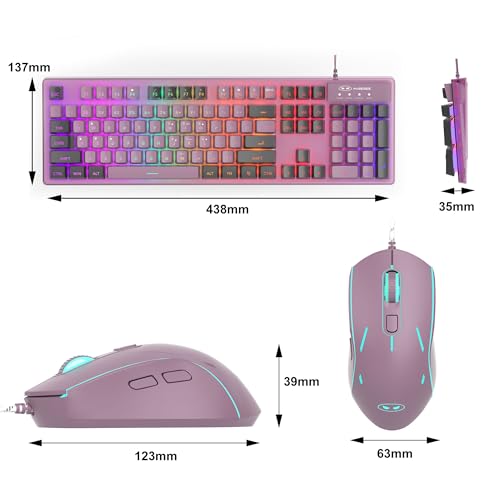 Image of Gaming Keyboard and Mouse Combo, K1 RGB LED Backlit Keyboard with 104 Keys, Gaming Keyboard for PC /Laptop (Currant)