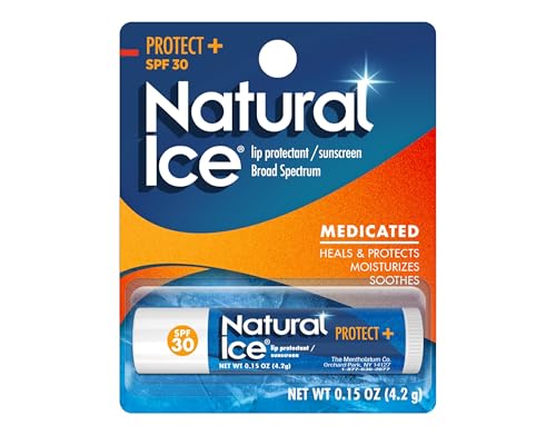 Mentholatum Natural Ice Protect+ Broad Spectrum SPF 30 Medicated Lip Balm, 0.15 Ounce (Pack of 6)