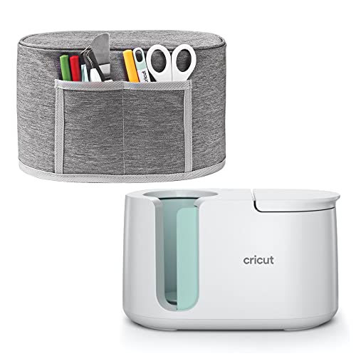Esimen Dust Cover for Cricut Mug Press Machine, Dustproof, Waterproof and Wear-Resistant Cricut Mug Press Protective Cloth Cover, Multiple tool storage pockets can store pens, markers, Scissors (Grey)
