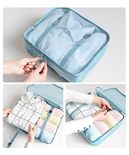 Cubos organizadores Bycc Bynn, 8 peças de organizadores de mala de viagem, Bege