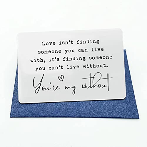 Wallet Insert Card, Engraved Gift for Him, Pocket Keepsake, Love is Finding Someone You Can't Live Without, Anniversary Wallet Insert Card, Birthday, Boyfriend, Husband (Silver)2