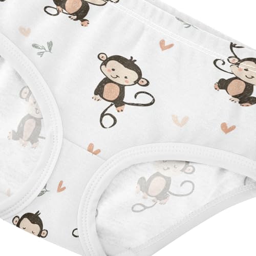 Wusikd Cute Monkeys Girls' Underwear Cotton White Girls Briefs Soft Toddler Underwear 2T4
