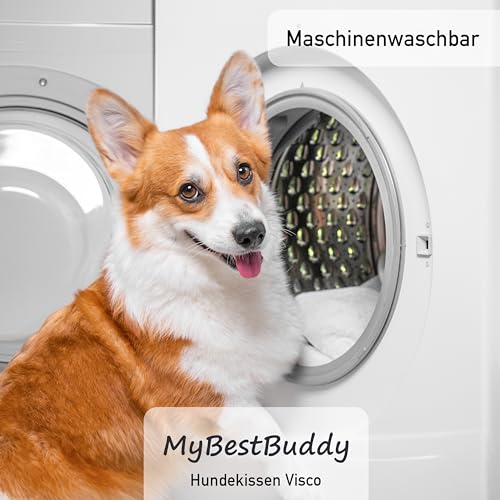 MyBestBuddy Hundekissen Visco grau 80x60 cm L mit POSO-Cord Stoff mit Viscoseschaum und Komfortschaum-Flocken, 40°C waschbar - Hundebett/Haustierbett für mittelgroße Hunde, 80 x 60 cm