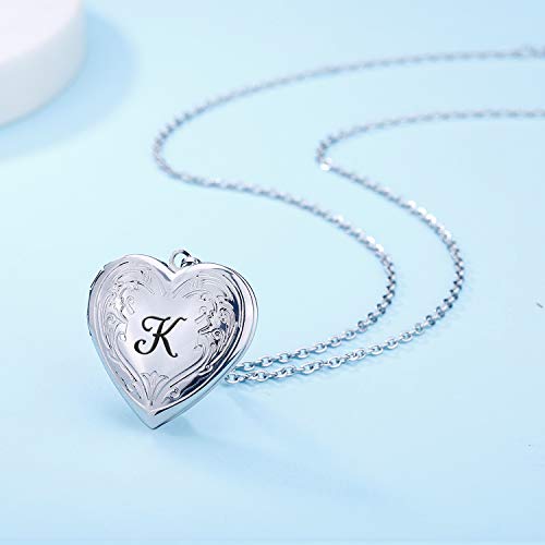 Youfeng Locket Necklace That Holds Pictures Initial Alphabet A-Z Letter Pendant Necklace Platinum Plated Gifts For Women #TOP1
