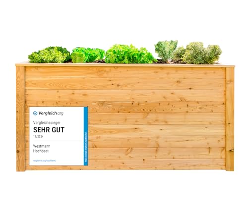 WESTMANN Hochbeet aus Lärchenholz | 170x90x84 cm Natur | Kräuterbeet für...