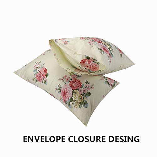 100% Cotton 600 Thread Count Pillow Case Set Of 2, Standard Size Floral Pillow Covers For Sleeping, Breathable Easy To Wash #TOP1
