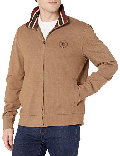 Tommy Hilfiger Men's Full Zip Mockneck Sweatshirt, HEATHER/MULTI, MD