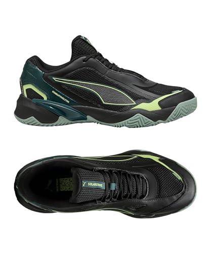 PUMA Solarstrike 4 Chaussures d'intérieur Unisexes Noir/Vert Terrain-Fizzy Light-Light Moss, 37 EU, Puma Black Green Terrain Fizzy Light Moss, 37 EU
