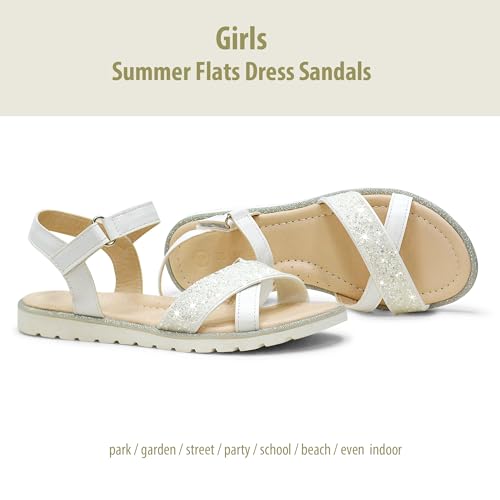 Image of LseLom Girls Sandals Cute Open Toe Sandals Glitter Party Wedding Princess Summer Flats