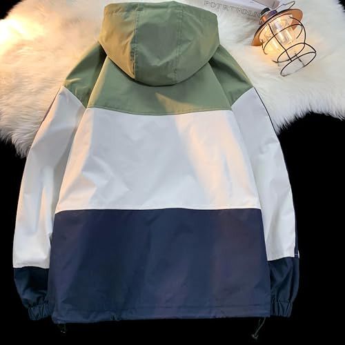 GURUNVANI Mens Color Blocked Anorak Jacket Half Zip Hooded Windbreaker Coat Unisex Outdoor Pullover Jacket2