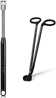 Vidisan Rechargeable Candle Lighter and Wick Trimmer,Candle Accessory Set,Candle Wick Clipper Wick Cutter Scissor,Electric Rechargeable Arc Lighter Display USB Lighter-Black