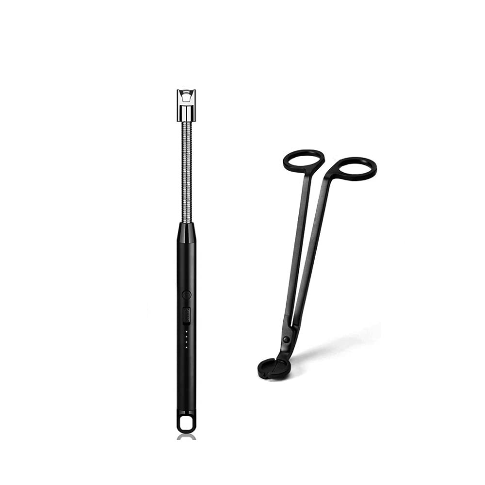 Photo 1 of Vidisan Rechargeable Candle Lighter and Wick Trimmer,Candle Accessory Set,Candle Wick Clipper Wick Cutter Scissor,Electric Rechargeable Arc Lighter Display USB Lighter-Black