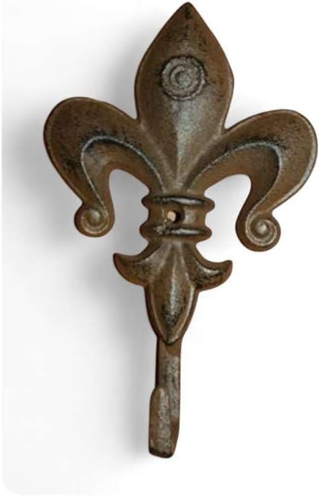 Home Decor 10pc, Fleur De Lis Wall Hooks, Cast Iron, Cajun, French, Orleans, F-13 Boho Wall Hooks Rustic Metal Decorative Vintage Hangers For Indoor Outdoor Use Western Entryway