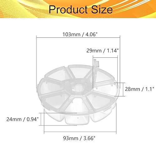 Image of Clear Plastic Organizer Box,Fixed 8 Grids Round Storage Container Jewelry Box with Separate Cover,for Beads Art DIY Crafts Jewelry Fishing Tackles 4.06 inchx4.06 inchx0.94 inch(LxWxH) 2PCS