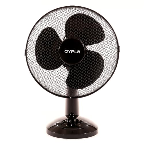 Oypla Electrical 12 3 Speed Oscillating Black Electric Desk Home Office Fan