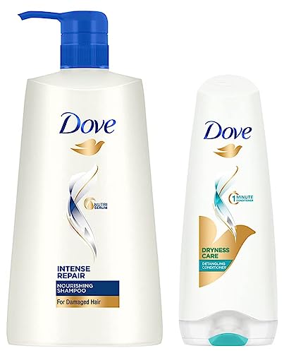 Dove Intense Repair Shampoo, 650ml And Dove Dryness Care Conditioner, 180ml