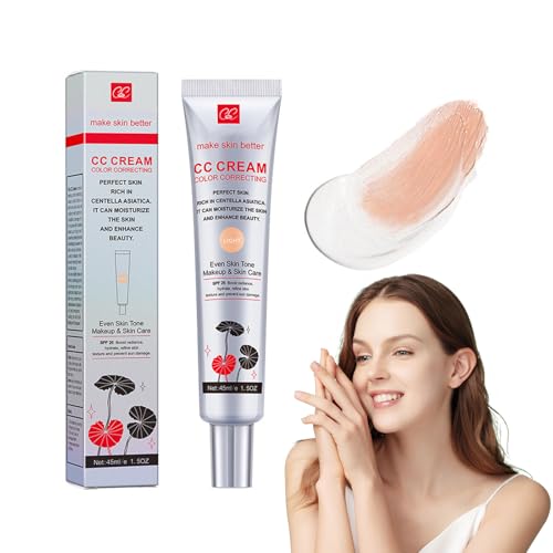 CC Cream Con Centella Asiática, Crema Que Cambia De Color Coreana Con Fps 25 CC Crema De Centella Cuidado De La Piel Y Maquillaje 2 En 1, Hidratante, Duradera Y Ajuste De Color (Claro)