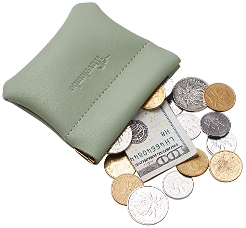Image of Travelambo Leather Squeeze Coin Purse Pouch Change Holder for Men & Women