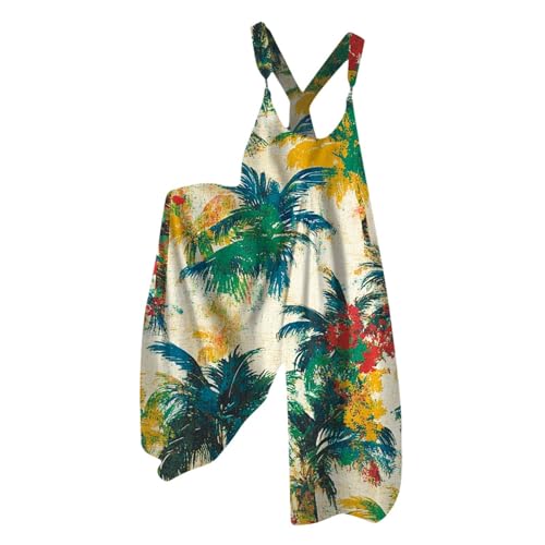 Salopette d'été femme combinaison ample jambes larges imprimé floral style bohème chic 16#Z