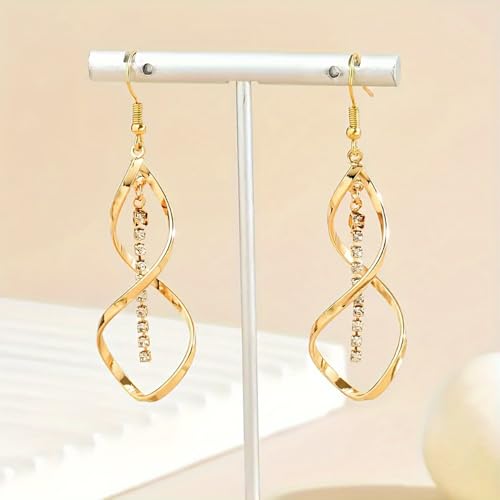 Vivian&CD 14K Gold Infinity Hoop Earrings for Women, Plated Double Linear Long Dangle Drop Earrings Trendy Elegant Teardrop Tear Earrings Jewelry2