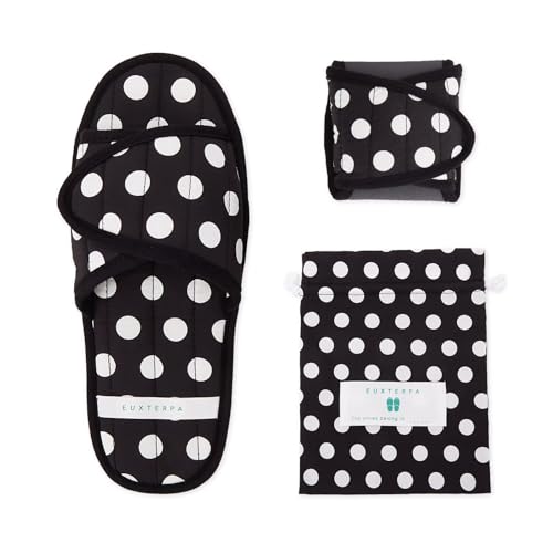 Image of EUXTERPA Women Travel Slippers, Adjustable Ladies Slipper, Lightweight Easy Carry Foldable Travel Slippers with Storage Bag