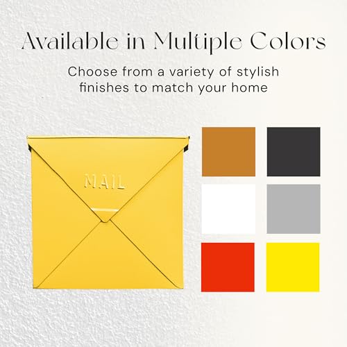 Image of NACH Mailboxes for Outside Wall Mount, 10 x 10 x 4 inch, Yellow Mail Boxes for House Outside, Waterproof Mailboxes for Outside - Chicago Style Mail Box