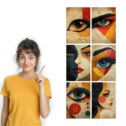 Image of SiddArtify Abstract Eye Wall Art Poster Print Set - Modern Face Art Decor for Living Room Bedroom Office - 12x18 inch Sticker Pack of 6