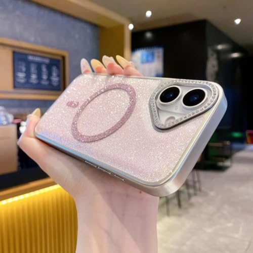Coque iPhone 14 Plus Diamants Or et Protection Magnétique sans Fil